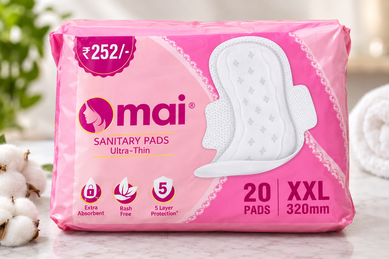 Mai Ultra-Thin XXL Sanitary Pads – 20 Pads